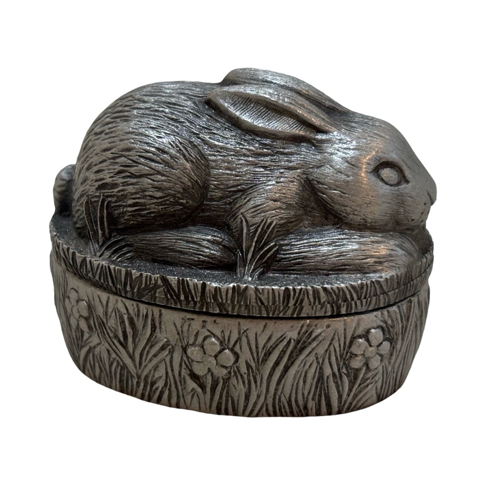 Silver Pewter Rabbit Trinket‎ Box